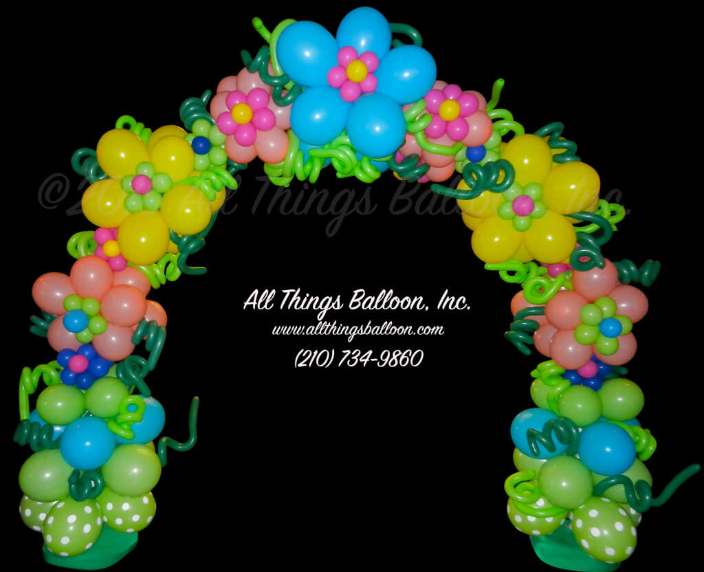 balloon decor; amazingly detailed balloon flower arch