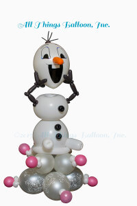 balloon decor; balloon centerpiece; balloon Olaf parody